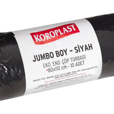 Koroplast Çöp Torbası Eko Endüstriyel Siyah Jumbo 80x110 300gr, 10'lu - 3