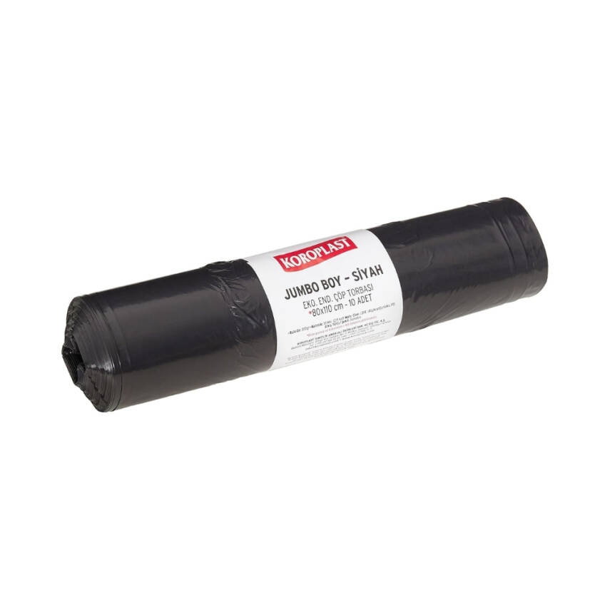 Koroplast Çöp Torbası Eko Endüstriyel Siyah Jumbo 80x110 300gr, 10'lu - 1