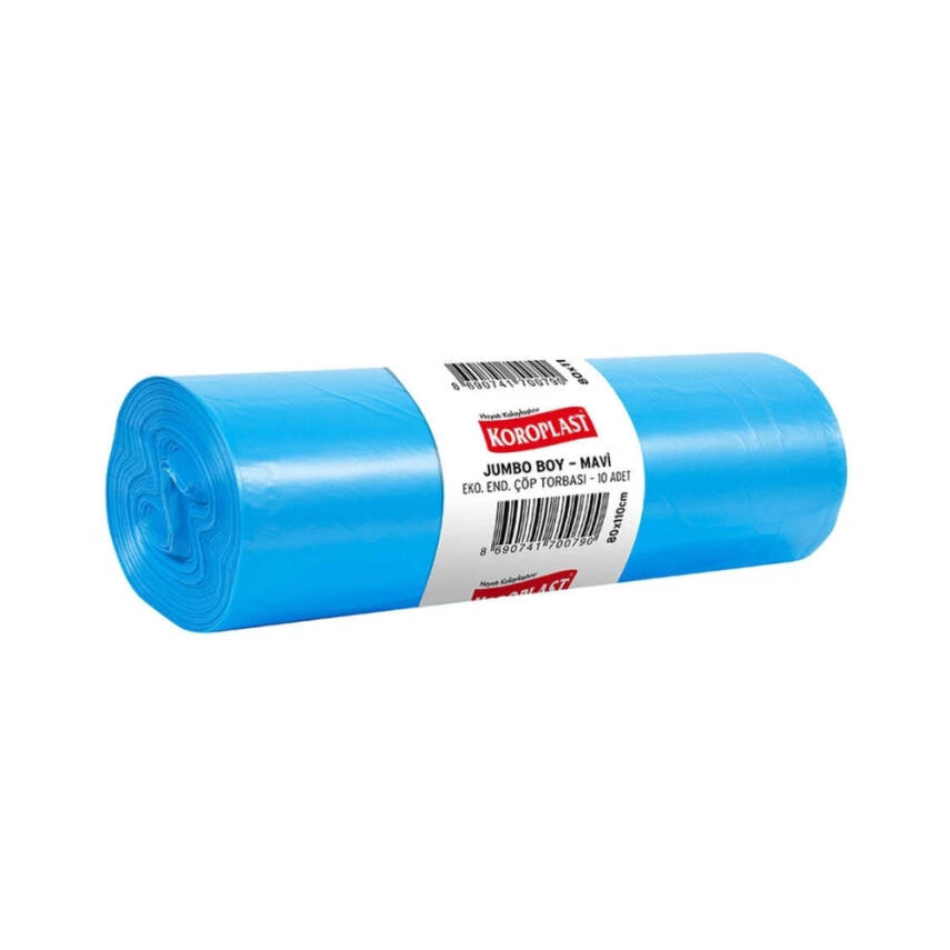 Koroplast Eko Çöp Torbası, Mavi, Jumbo Boy, 80x110 cm, 10'lu Paket - 1