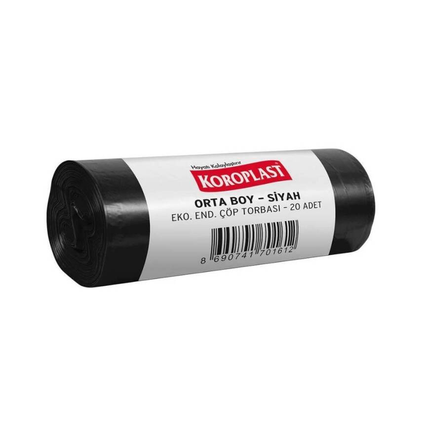Koroplast Eko Çöp Torbası, Siyah, Orta Boy, 55x60 cm - 1