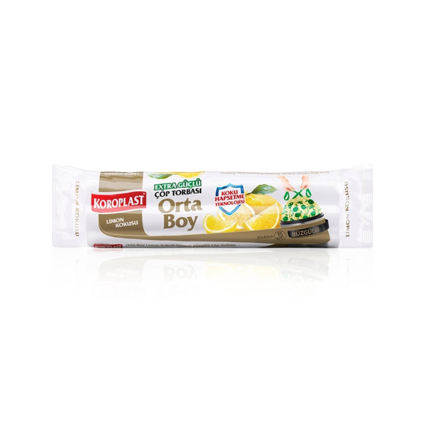 Koroplast Güçlü Büzgülü Çöp Torbası, Orta Boy, Limon Kokulu - 1