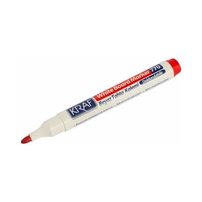 Kraf 770 Beyaz Tahta Kalemi, Doldurulabilir, Uzun Ömürlü, Kırmızı - 5