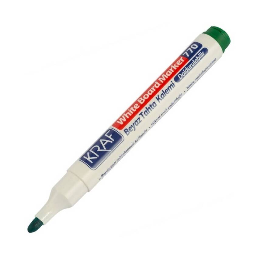 Kraf 770 Beyaz Tahta Kalemi, Doldurulabilir, Uzun Ömürlü, Yeşil - 5