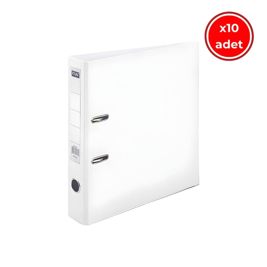 Kraf Büro Klasörü, 10 Adet, Dar, A4 Boyut, 2 Halkalı, Beyaz - 1