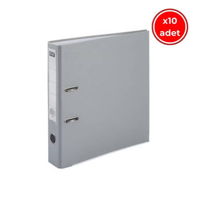Kraf Büro Klasörü, 10 Adet, Dar, A4 Boyut, 2 Halkalı, Gri - Kraf
