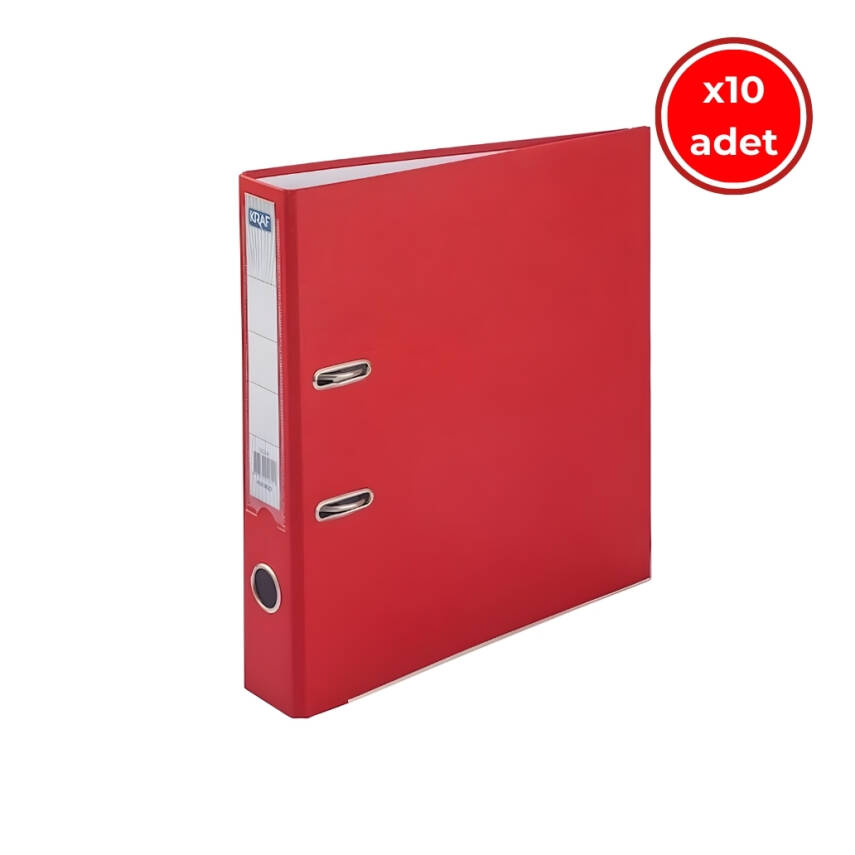 Kraf Büro Klasörü, 10 Adet, Dar, A4 Boyut, 2 Halkalı, Kırmızı - 1