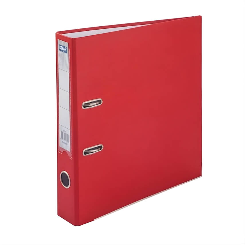 Kraf Büro Klasörü, 10 Adet, Dar, A4 Boyut, 2 Halkalı, Kırmızı - 3