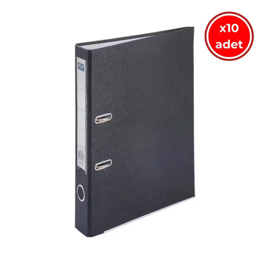 Kraf Büro Klasörü, 10 Adet, Dar, A4 Boyut, 2 Halkalı, Siyah - 1