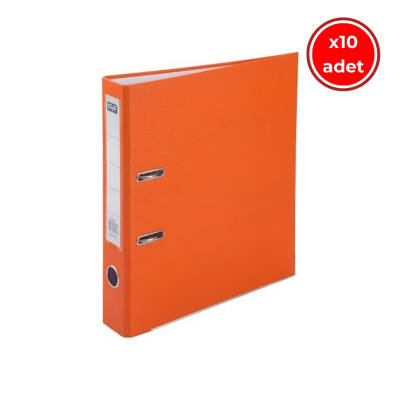 Kraf Büro Klasörü, 10 Adet, Dar, A4 Boyut, 2 Halkalı, Turuncu - Kraf