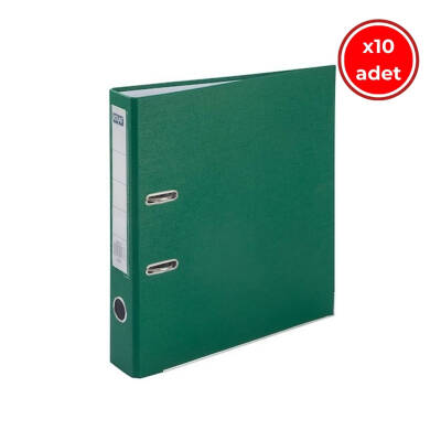 Kraf Büro Klasörü, 10 Adet, Dar, A4 Boyut, 2 Halkalı, Yeşil - Kraf