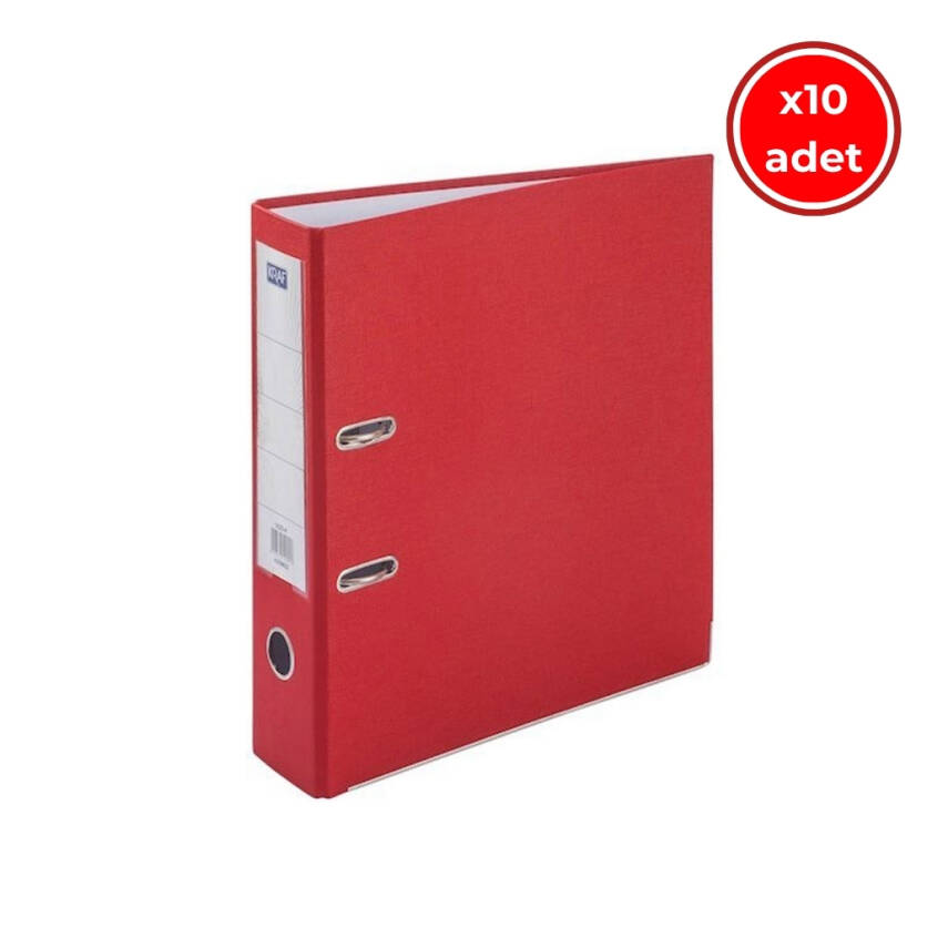 Kraf Büro Klasörü, 10 Adet, Geniş, A4 Boyut, 2 Halkalı, Kırmızı - 1