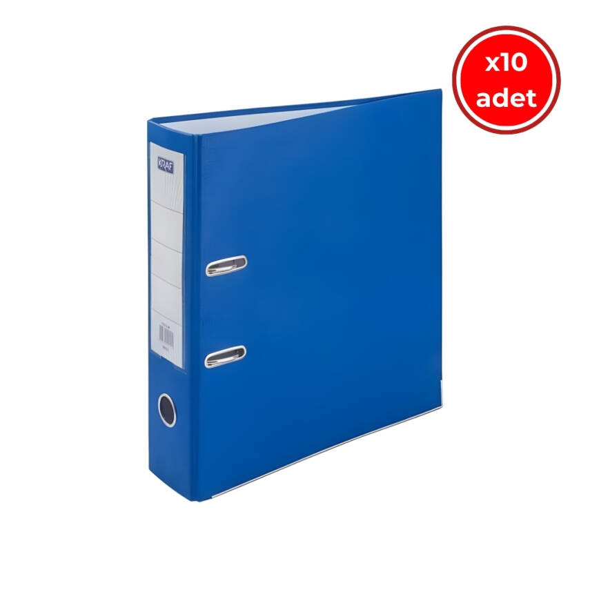 Kraf Büro Klasörü, 10 Adet, Geniş, A4 Boyut, 2 Halkalı, Mavi - 1
