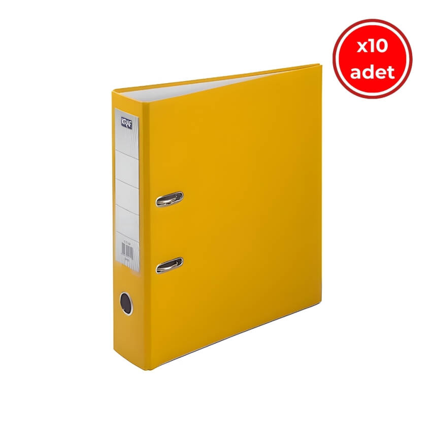 Kraf Büro Klasörü, 10 Adet, Geniş, A4 Boyut, 2 Halkalı, Sarı - 1