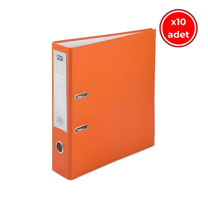 Kraf Büro Klasörü, 10 Adet, Geniş, A4 Boyut, 2 Halkalı, Turuncu - 1