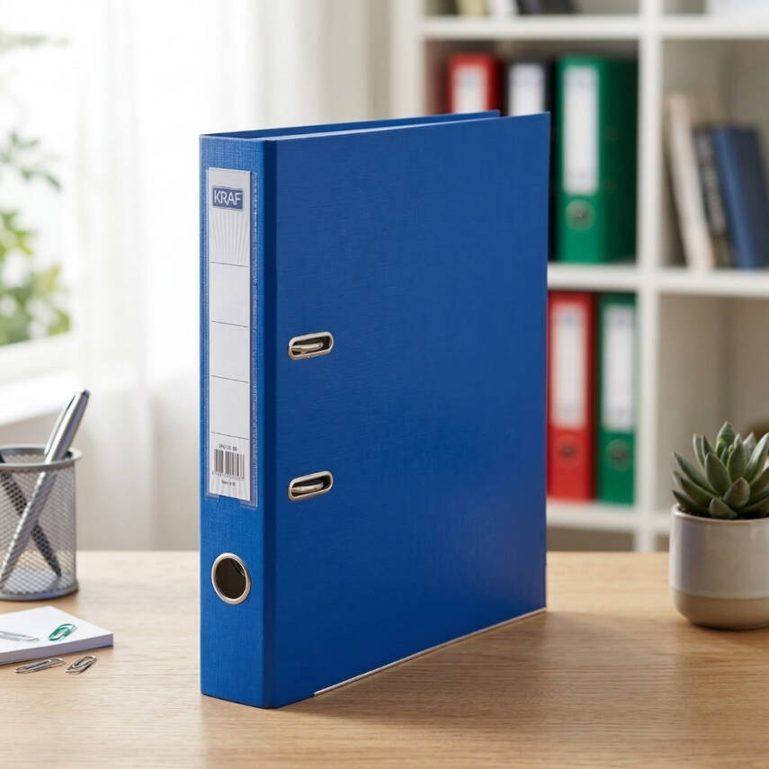 Kraf Büro Klasörü, Dar, A4 Boyut, 2 Halkalı, Mavi - 3