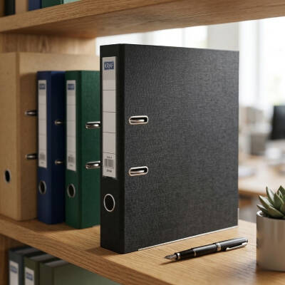 Kraf Büro Klasörü, Dar, A4 Boyut, 2 Halkalı, Siyah - 3