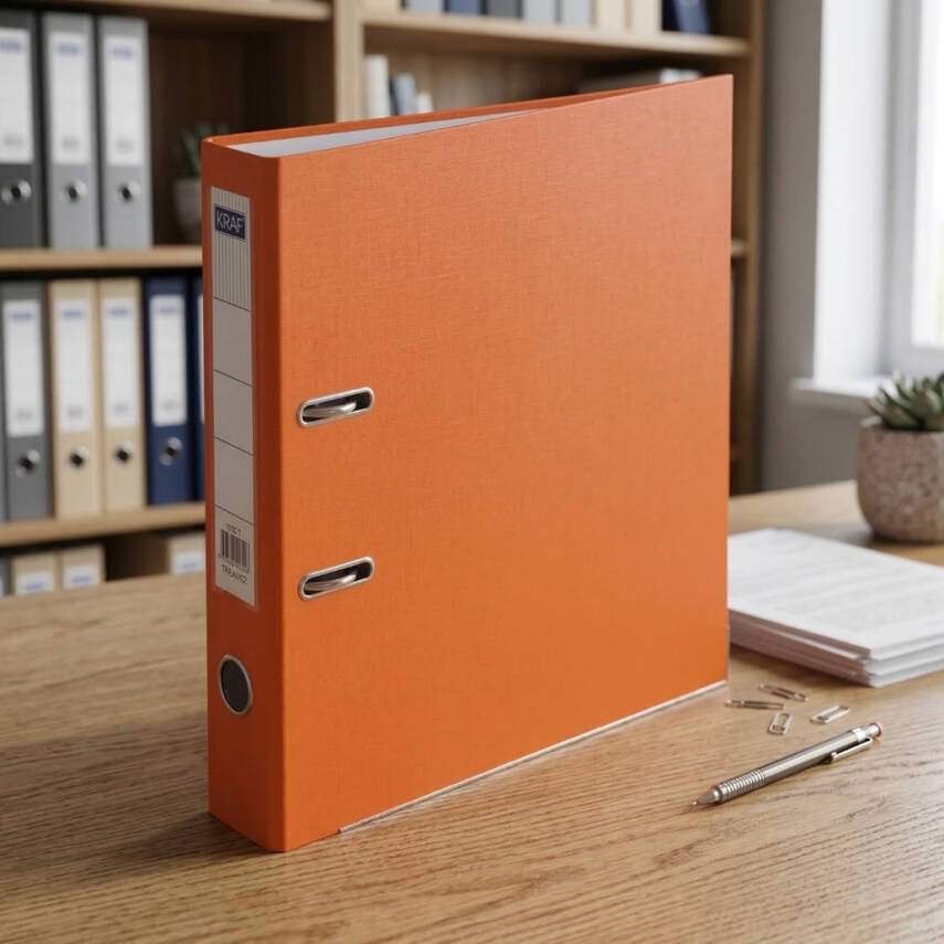 Kraf Büro Klasörü, Dar, A4 Boyut, 2 Halkalı, Turuncu - 3