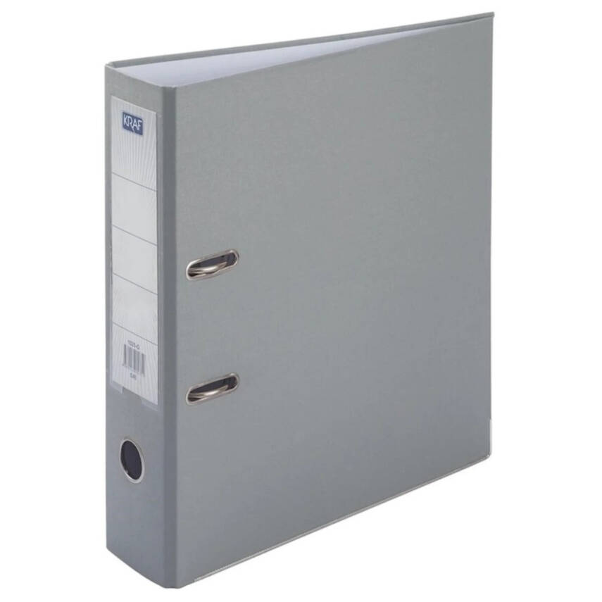 Kraf Büro Klasörü, Geniş, A4 Boyut, 2 Halkalı, Gri - 1