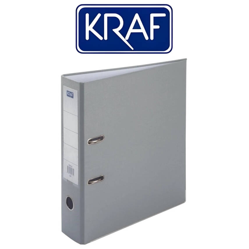 Kraf Büro Klasörü, Geniş, A4 Boyut, 2 Halkalı, Gri - 2