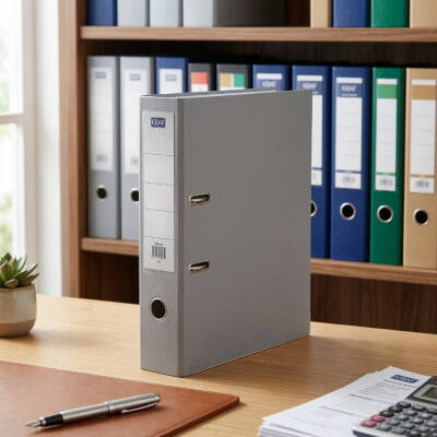 Kraf Büro Klasörü, Geniş, A4 Boyut, 2 Halkalı, Gri - 3