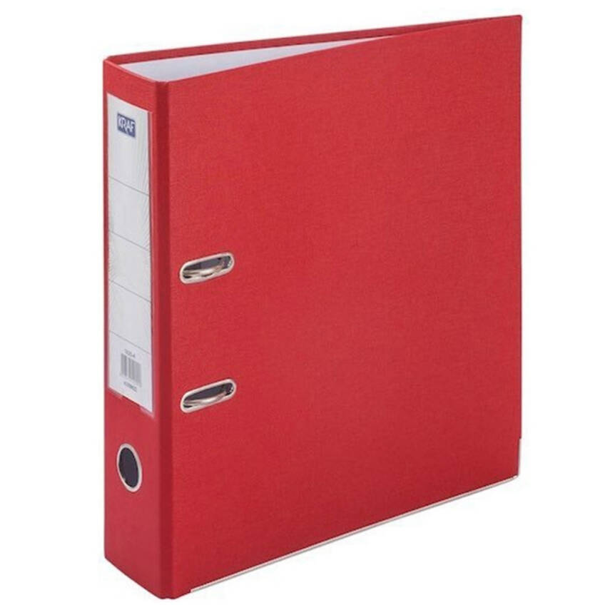 Kraf Büro Klasörü, Geniş, A4 Boyut, 2 Halkalı, Kırmızı - 1
