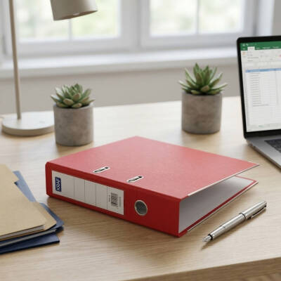 Kraf Büro Klasörü, Geniş, A4 Boyut, 2 Halkalı, Kırmızı - 3