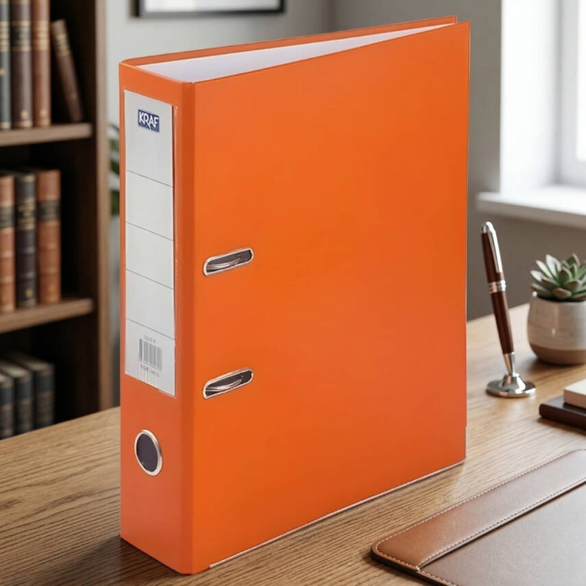 Kraf Büro Klasörü, Geniş, A4 Boyut, 2 Halkalı, Turuncu - 3