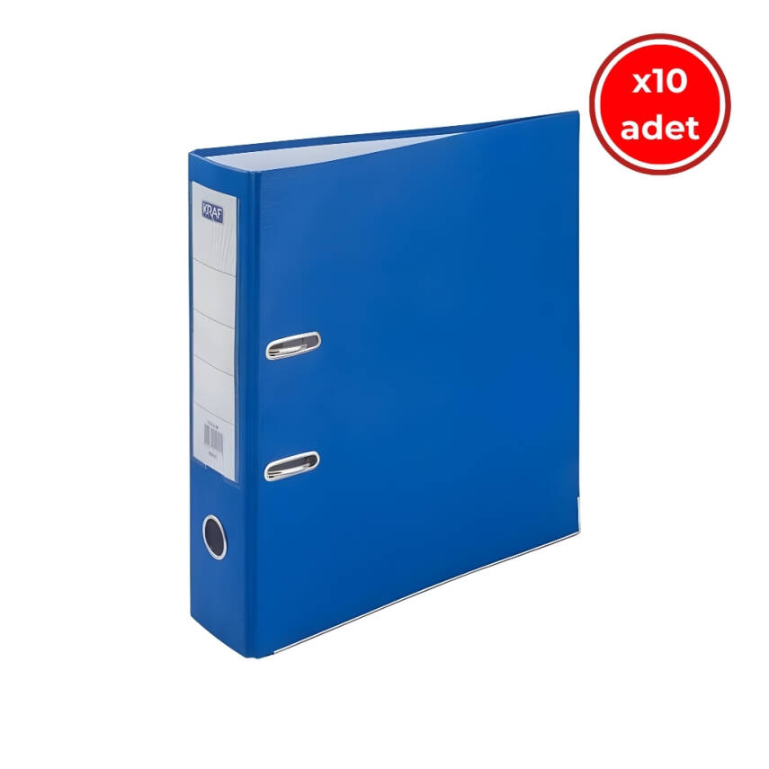 Kraf Büro Telgraf Klasörü, 10 Adet, A5 Boyut, 2 Halkalı, Mavi - 1