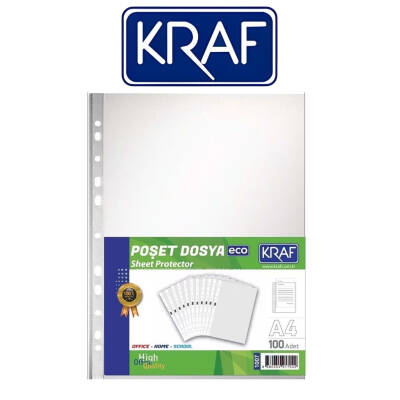 Kraf Eco Poşet Dosya, 100'lü Paket, A4 Boyut, Şeffaf - 2