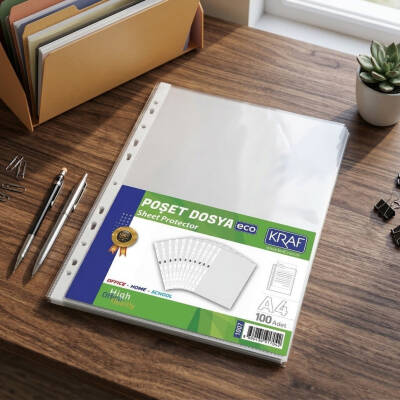 Kraf Eco Poşet Dosya, 100'lü Paket, A4 Boyut, Şeffaf - 3