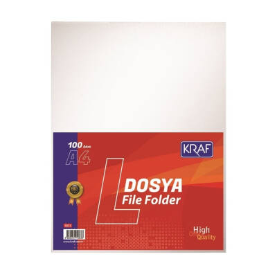 Kraf L Poşet Dosya, 100'lü Paket, A4 Boyut, Şeffaf - Kraf