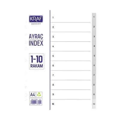Kraf Seperatör, 1 - 10 Rakam, Klasör İçi Ayraç, Düzenleyici - Kraf