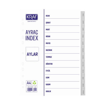 Kraf Seperatör, Tarih Ayları, Klasör İçi Ayraç, Düzenleyici - Kraf