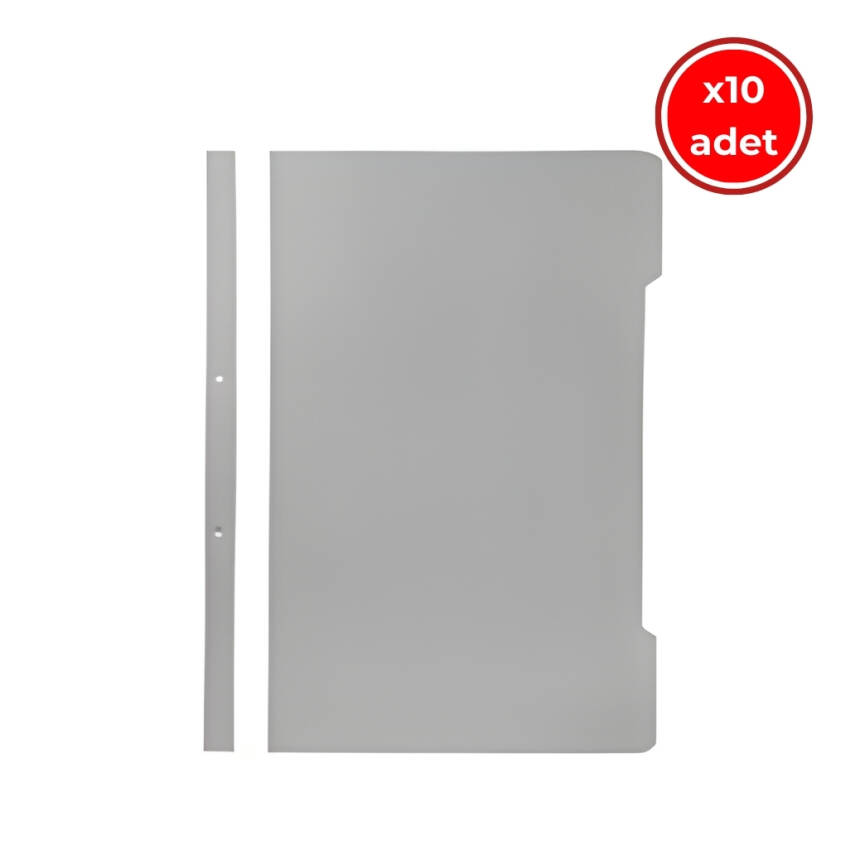 Kraf Telli Dosya, 10 Adet, 50'li Paket, A4, 2 Delikli, Gri - 1