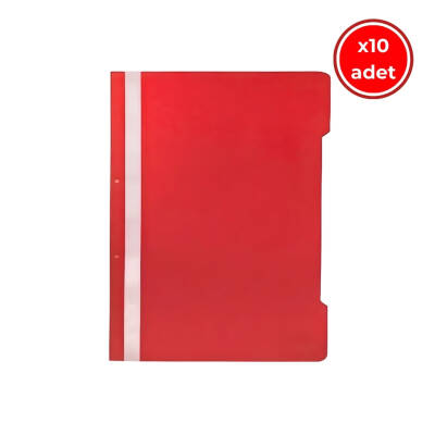 Kraf Telli Dosya, 10 Adet, 50'li Paket, A4, 2 Delikli, Kırmızı - Kraf