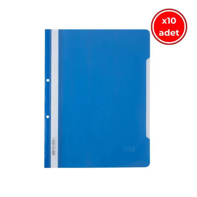 Kraf Telli Dosya, 10 Adet, 50'li Paket, A4, 2 Delikli, Mavi - Kraf