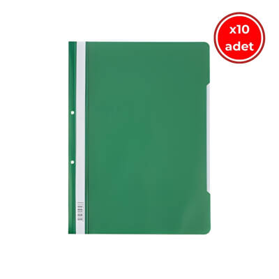 Kraf Telli Dosya, 10 Adet, 50'li Paket, A4, 2 Delikli, Yeşil - Kraf