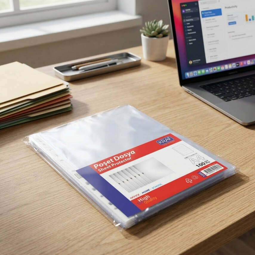 Kraf XL Poşet Dosya, 100'lü Paket,A4 Boyut, Şeffaf - 3