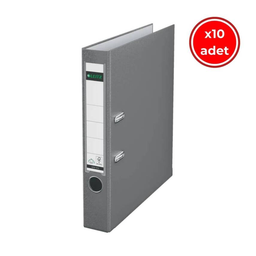 Leitz 180° Büro Klasörü, 10 Adet, Plastik, Dar, A4 Boyut, Gri - 1