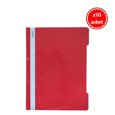 Leitz Telli Dosya, 10 Adet, 50'li Paket, A4, 2 Delikli, Kırmızı - 1