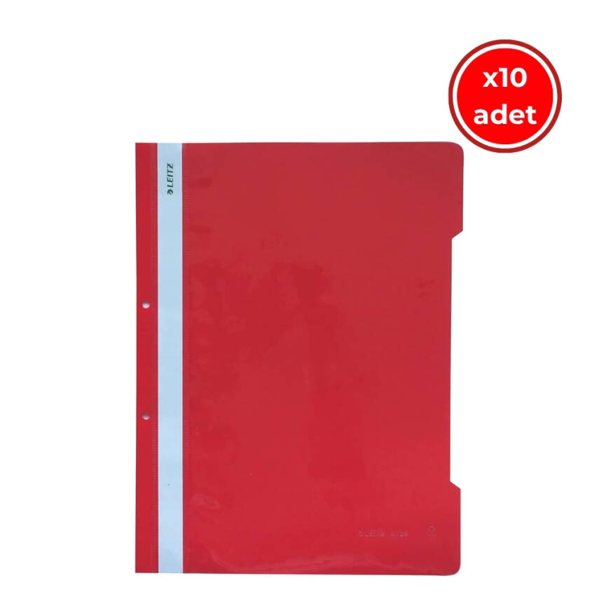 Leitz Telli Dosya, 10 Adet, 50'li Paket, A4, 2 Delikli, Kırmızı - 1