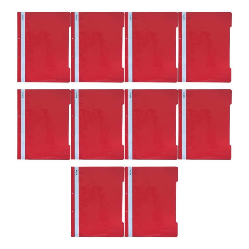 Leitz Telli Dosya, 10 Adet, 50'li Paket, A4, 2 Delikli, Kırmızı - 2