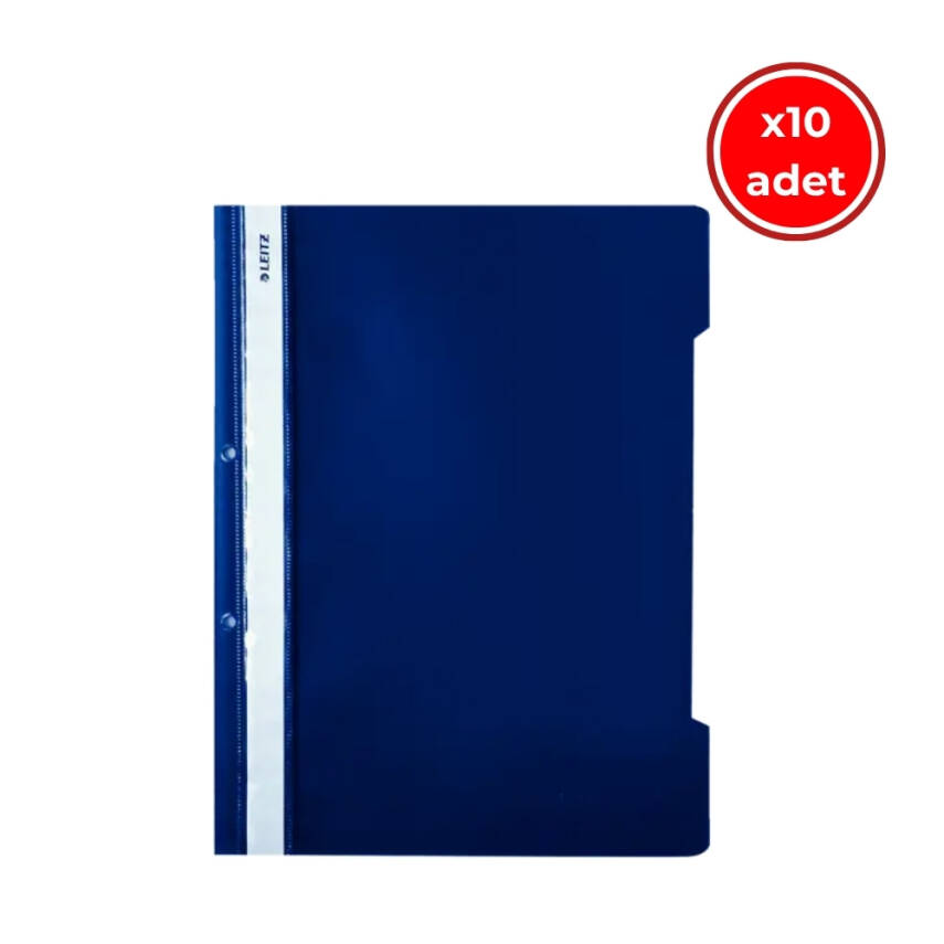 Leitz Telli Dosya, 10 Adet, 50'li Paket, A4, 2 Delikli, Lacivert - 1