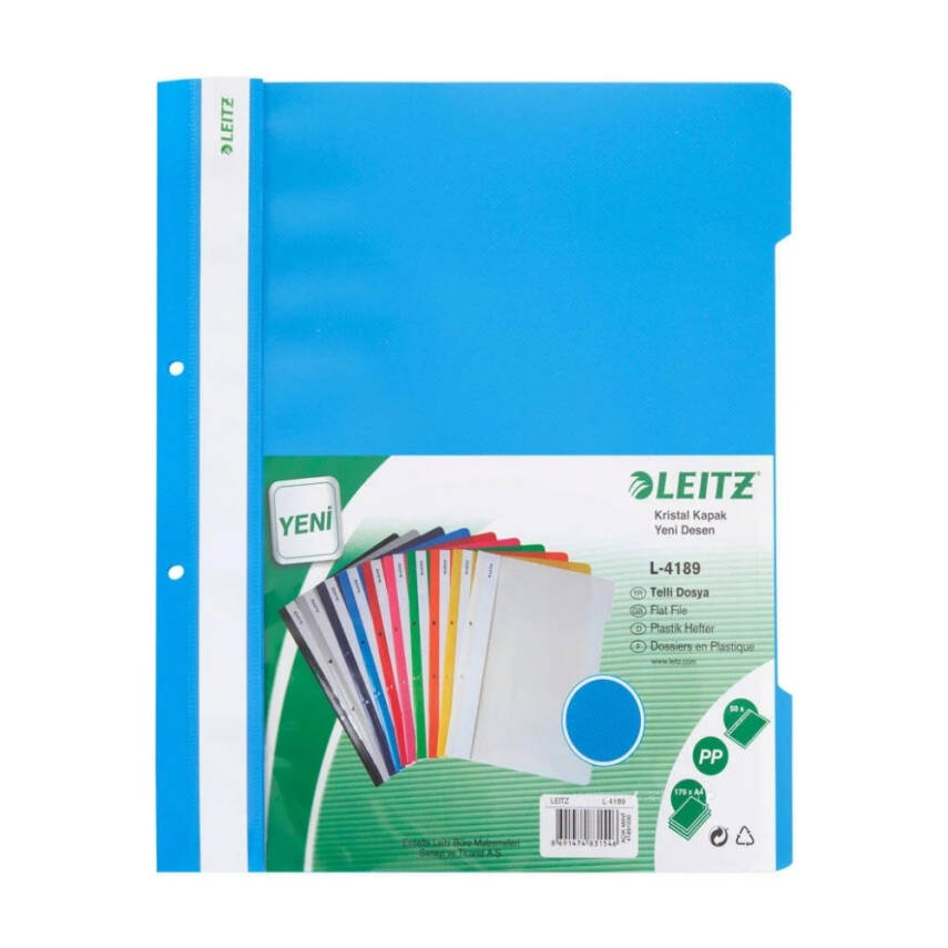 Leitz Telli Dosya, Mavi, 50'li Paket, A4 Boyut, 2 Delikli Yapı - 4