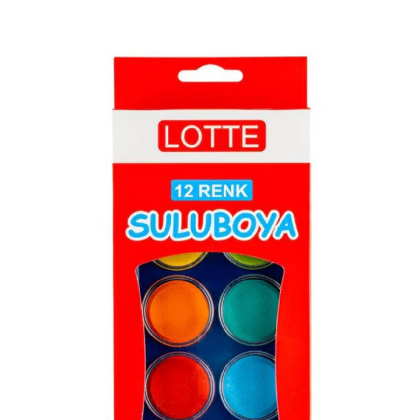 Lotte Sulu Boya, Canlı 12 Farklı Renkli Sulu Boya Seti, Büyük Palet - 3