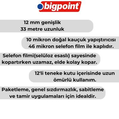 Louis Tape Selefon Bant 12 mm x 33 m, Şeffaf, Kauçuk Yapışkan - 4