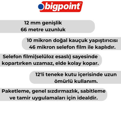 Louis Tape Selefon Bant 12mm x 66m, Şeffaf,Kauçuk Yapışkan,Teneke Kutu - 4