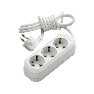 Makel Grup Priz, Eko, Topraklı, 3'lü, 2 m, Beyaz, Dayanıklı Tasarım - Makel