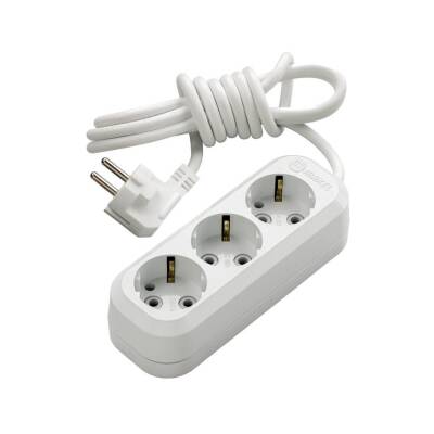 Makel Grup Priz, Eko, Topraklı, 3'lü, 2 m, Beyaz, Dayanıklı Tasarım - Makel