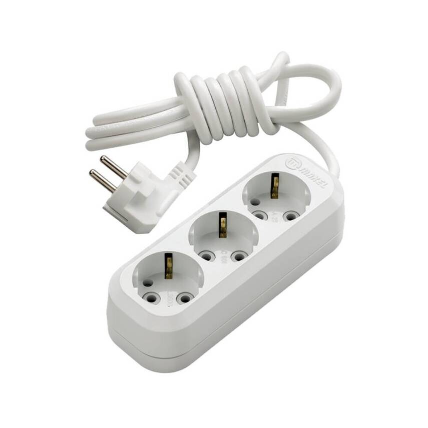 Makel Grup Priz, Eko, Topraklı, 3'lü, 2 m, Beyaz, Dayanıklı Tasarım - 1